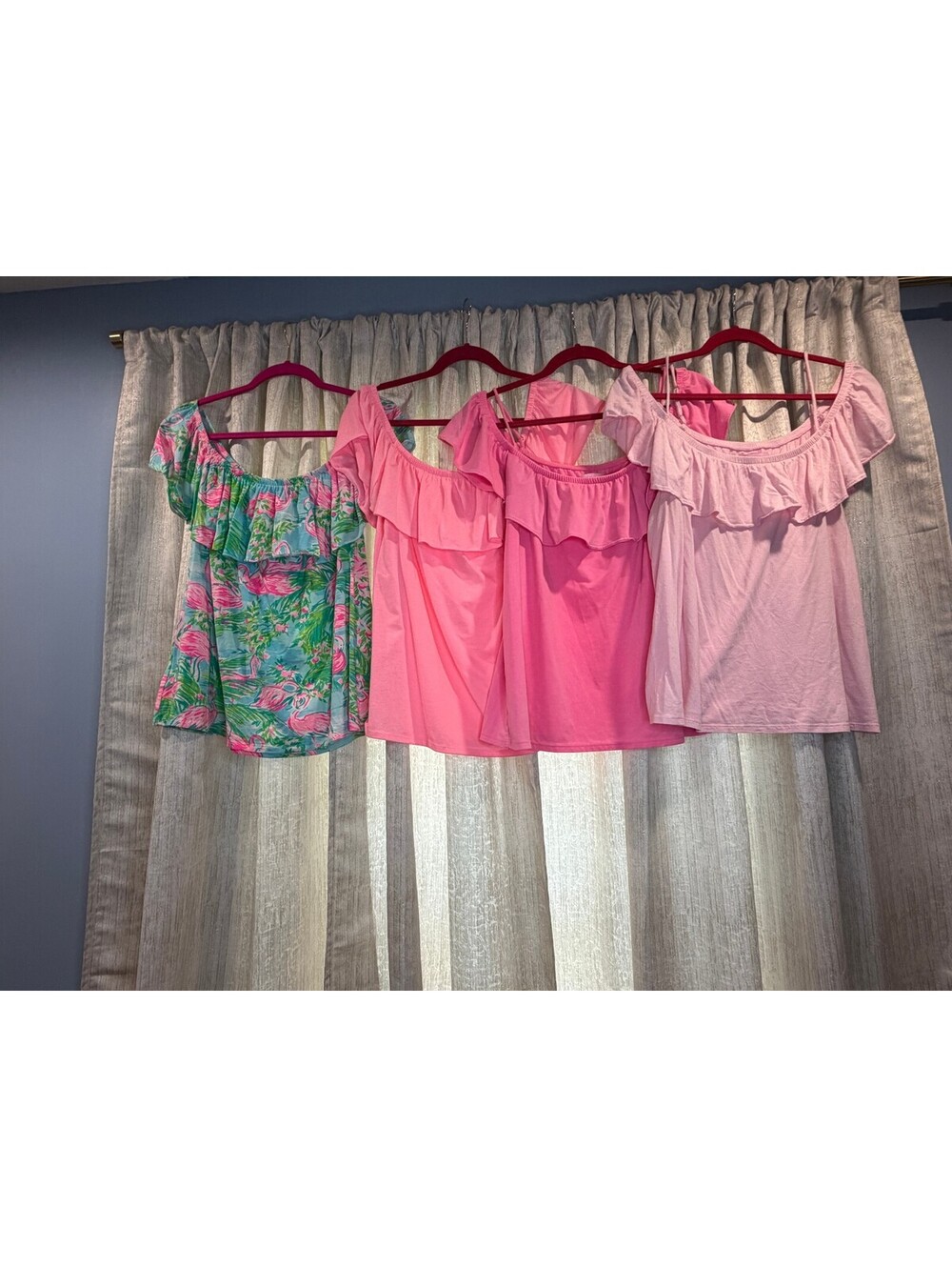 Lilly Pulitzer Off Shoulder Ruffle Top Set Lot of 4 L